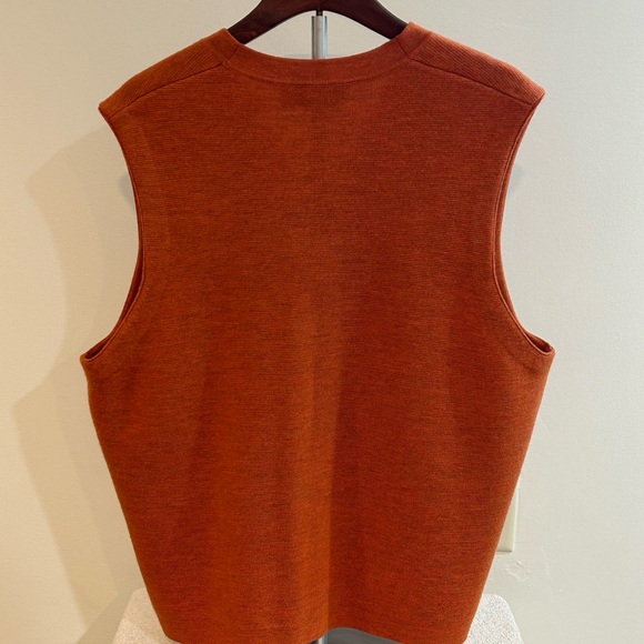 Vtg Belford RST/ORG Button Sweater Vest Gender Neutral Marino Wool Australia L - Picture 3 of 12